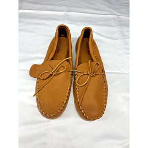 Minnetonka Moosehide Moccasins Men’s Slip On Brown Leather Driving Shoes Unworn